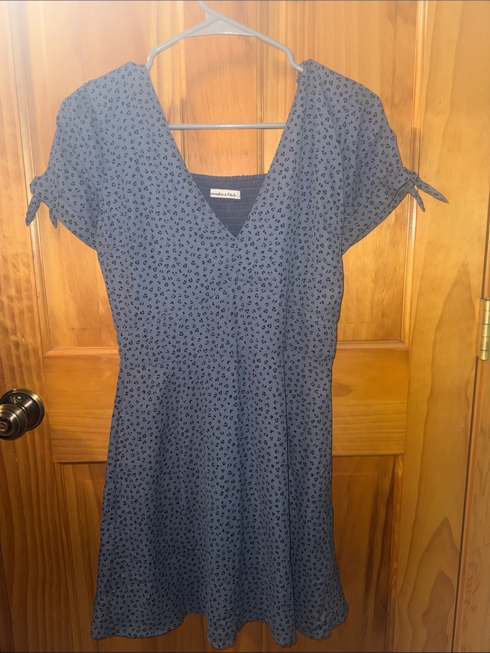 Abercrombie & Fitch Navy Blue Mini Dress with Subtle Black Print